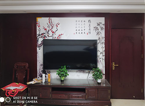 儋州中式家庭装修电视柜效果展示