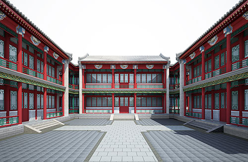 儋州北京四合院设计古建筑鸟瞰图展示