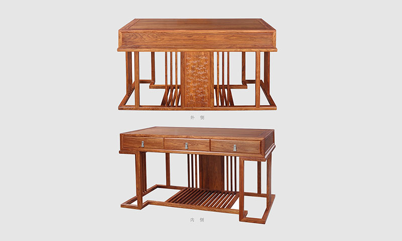 儋州 别墅中式家居书房装修实木书桌效果图