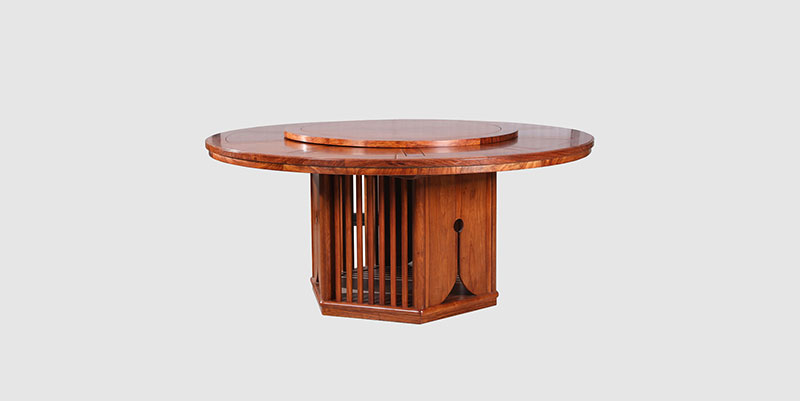 儋州中式餐厅装修天地圆台餐桌红木家具效果图